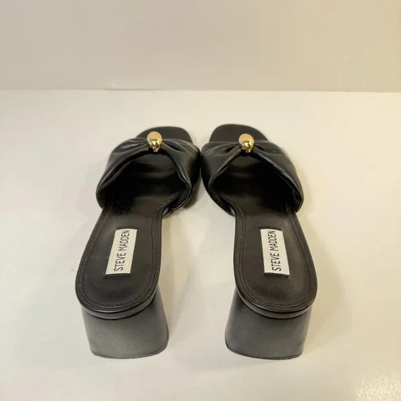 01765 Steve Madden Womens Block Heel Black-US 9 - Picture 5 of 5